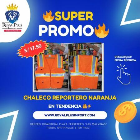 CHALECO REPORTERO NARANJA