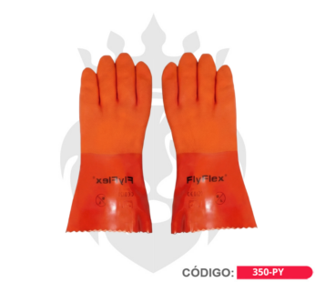 GUANTE PAPAYERO PVC NARANJA CON REVESTIMIENTO INTERIOR DE ALGODÓN TALLA L